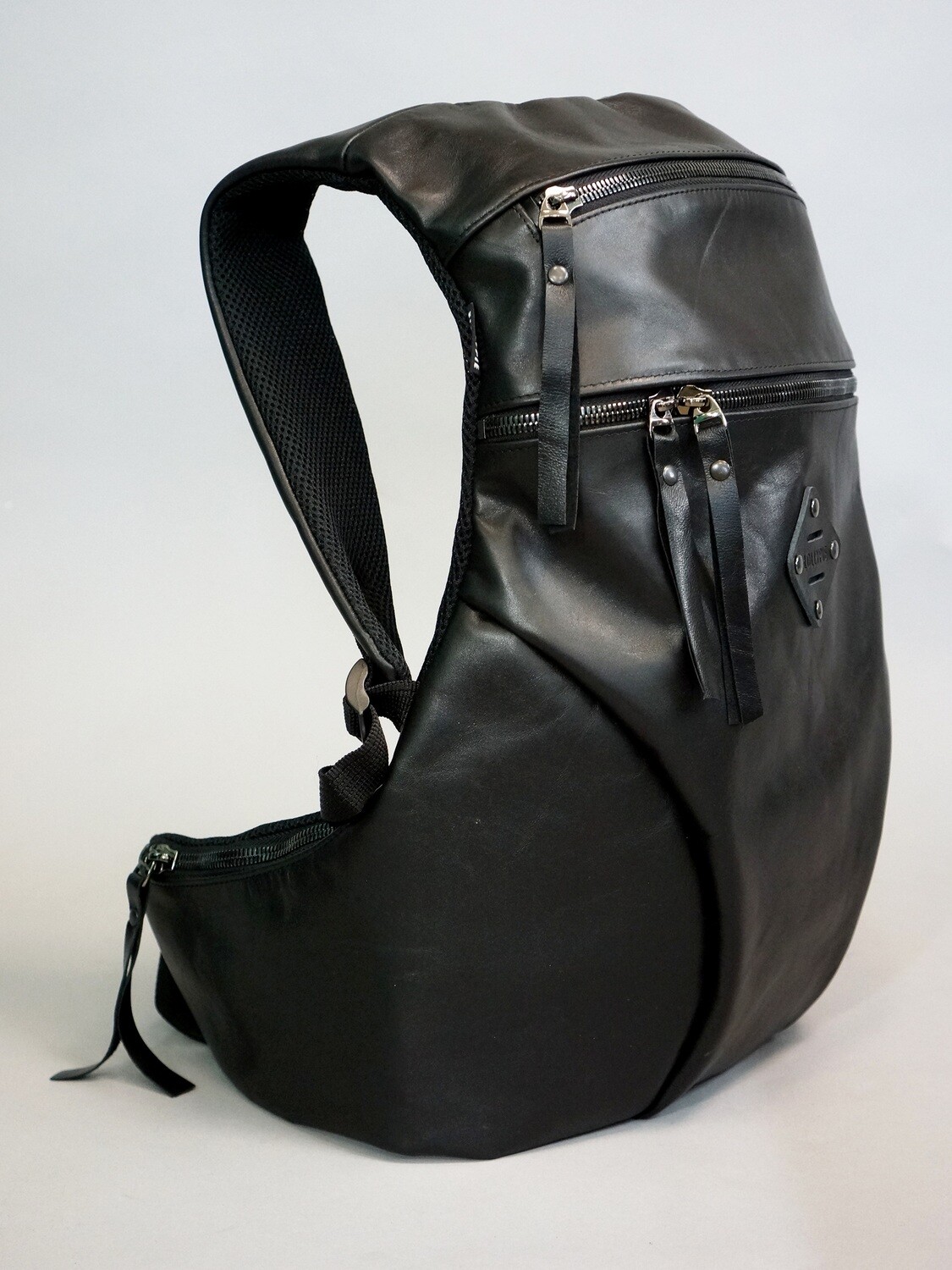 Anatomical Black Genuine Leather Backpack