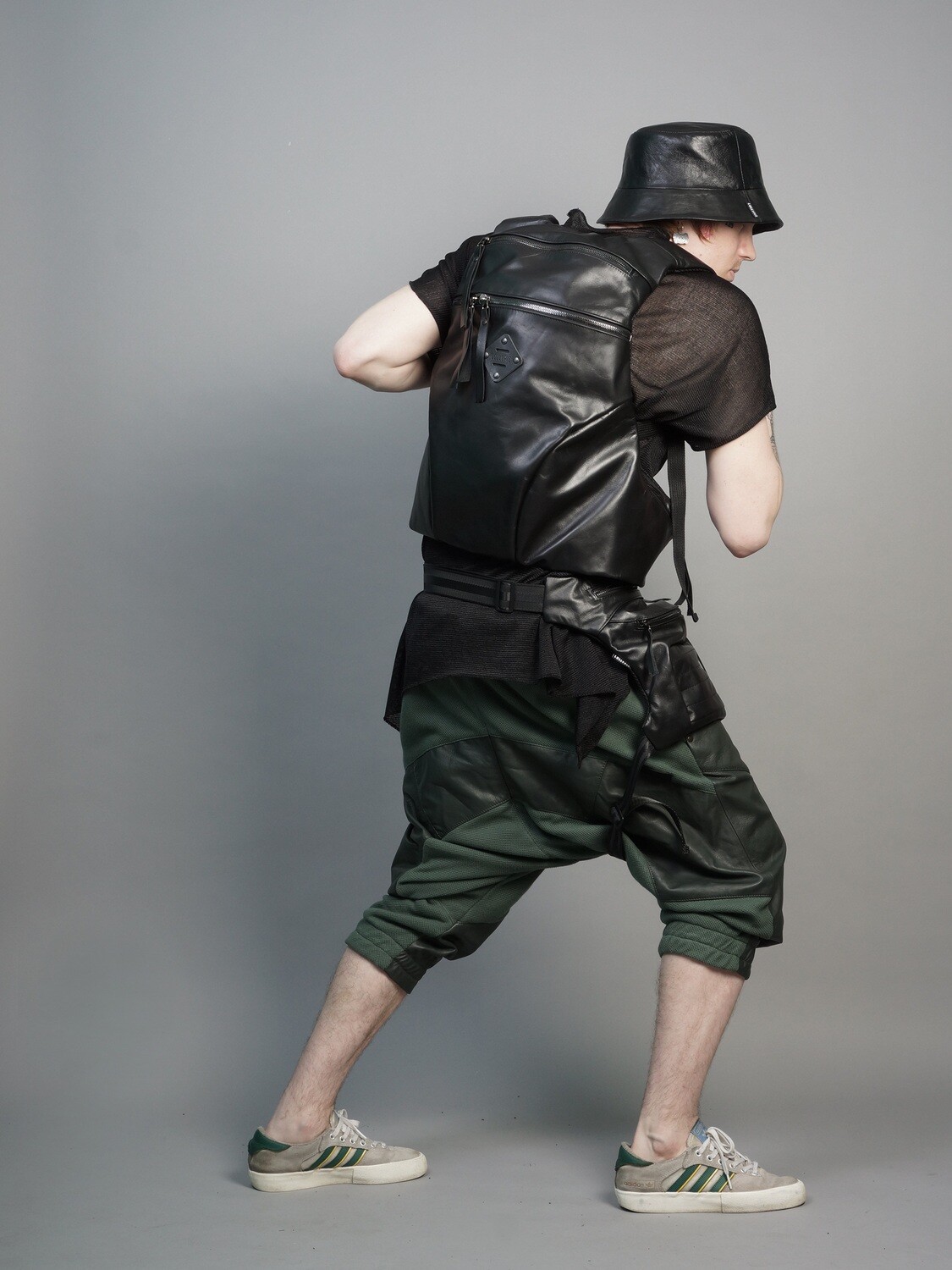 Anatomical Black Genuine Leather Backpack