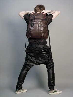 Anatomical Brown Genuine Leather Buffalo Backpack