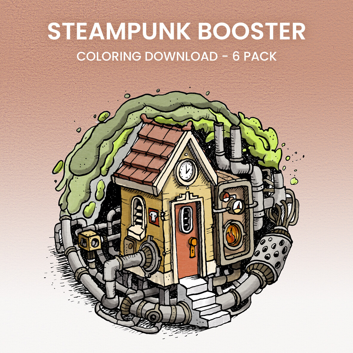 Steampunk Booster Coloring 6 Pack