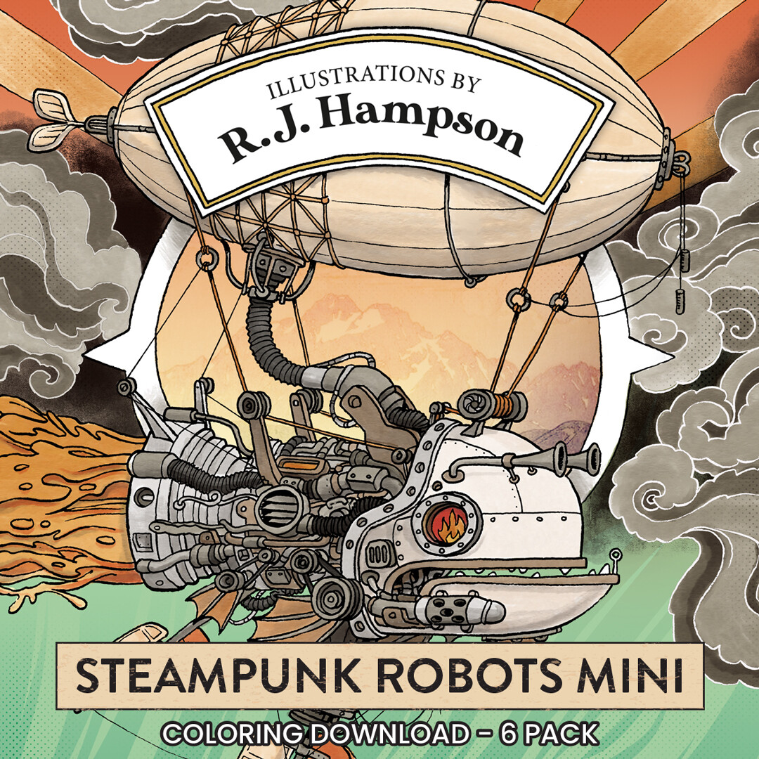 Steampunk Robots Mini Book 6 Pack