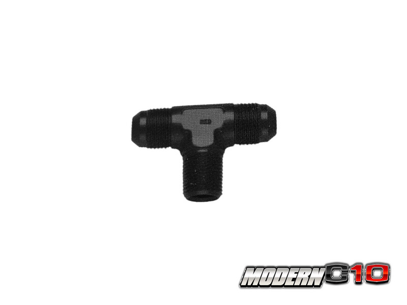 -6an Black Aluminum Tee Fitting With 1/4” NPT on the Side
