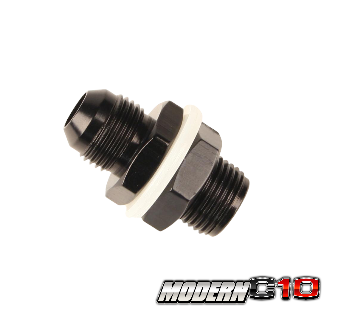 -8an Black Aluminum Fuel Cell Bulkhead