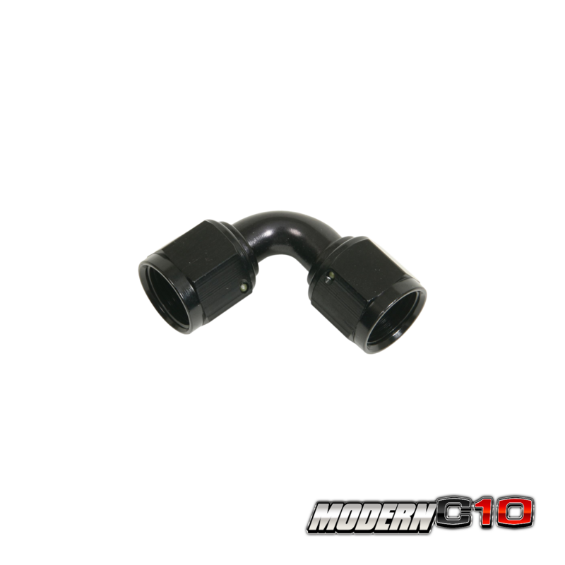 -10an Black Aluminum 90 Degree Female Coupler