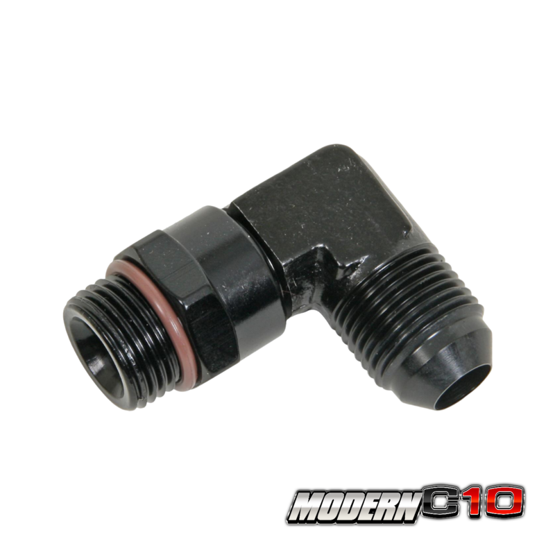 -8an x 3/4-16(8) Black Aluminum 90 degree swivel fitting
