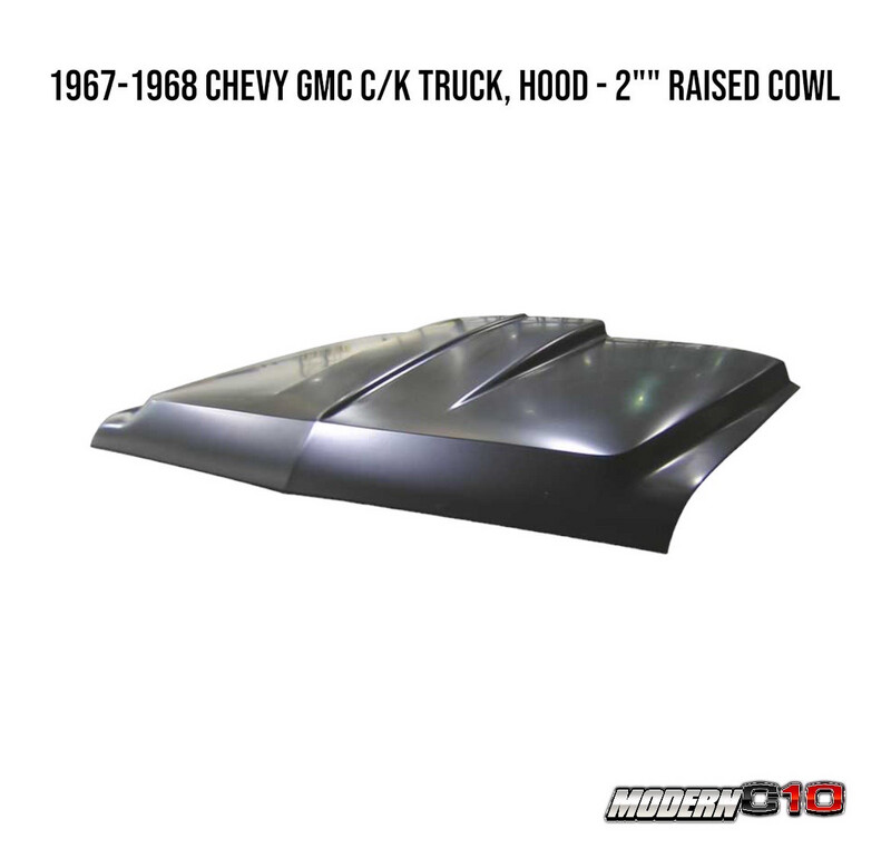 1967-1968 Chevy GMC C/K Truck, Hood - 2"" Raised Cowl