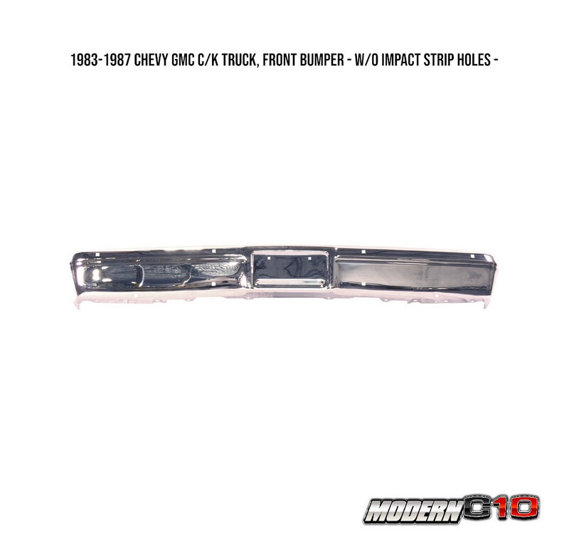 1983-1987 Chevy GMC C/K Truck, Front Bumper - w/o Impact Strip Holes -
