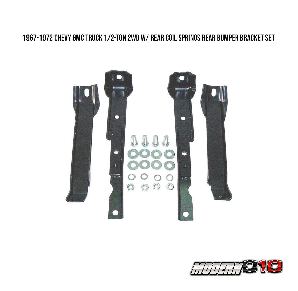 1967-1972 Chevy GMC Truck 1/2-ton 2WD w/ Rear Coil Springs Rear Bumper Bracket Set With Hardware