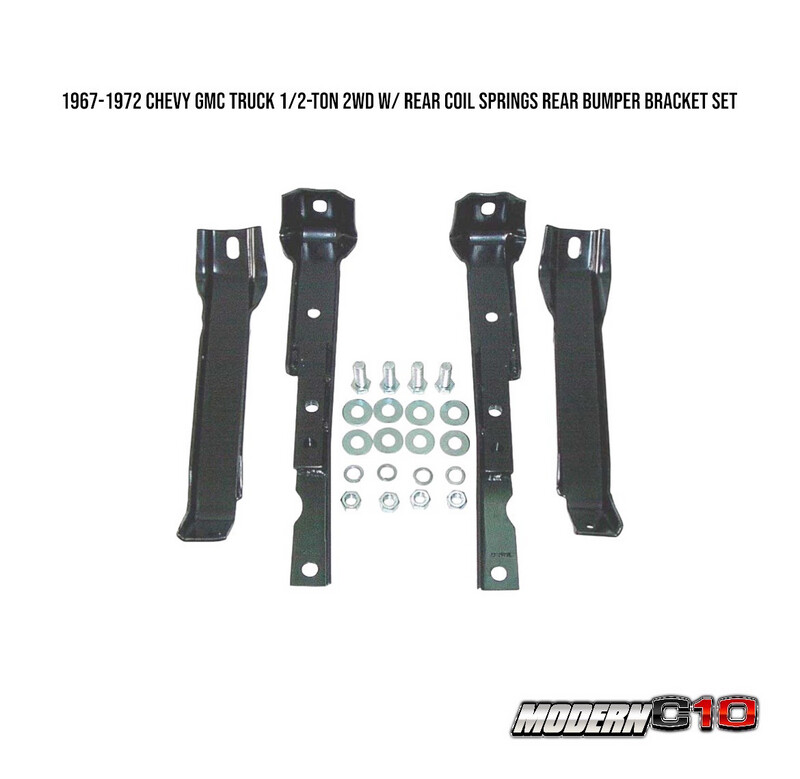 1967-1972 Chevy GMC Truck 1/2-ton 2WD w/ Rear Coil Springs Rear Bumper Bracket Set With Hardware