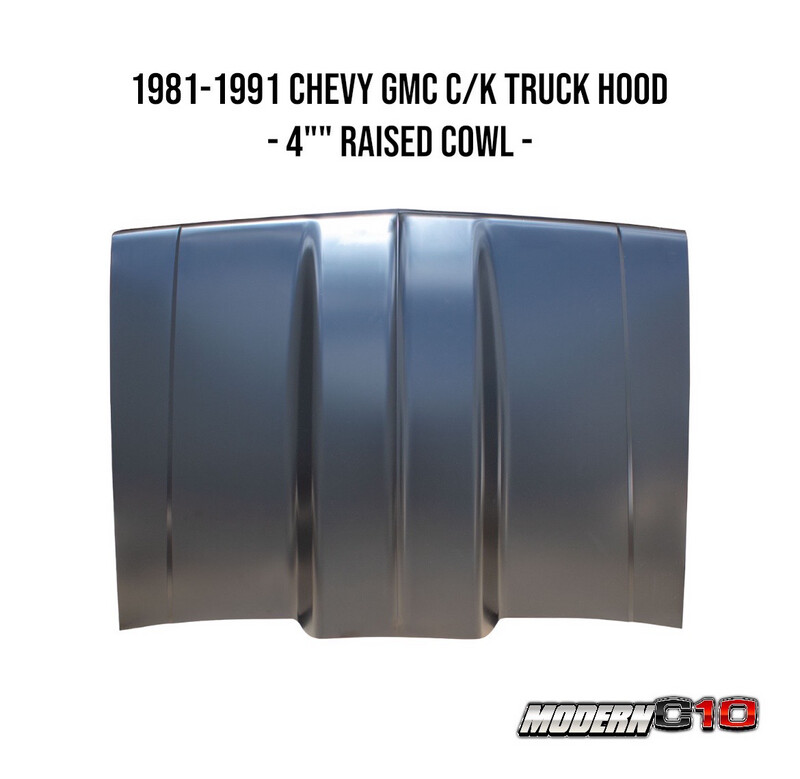 1981-1991 Chevy GMC C/K Truck Hood - 4"" Raised Cowl -
