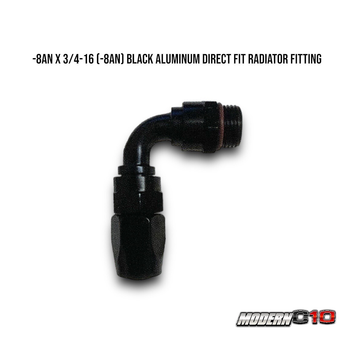 -8an x 3/4-16 (-8an) Black Aluminum Direct Fit Radius Fitting