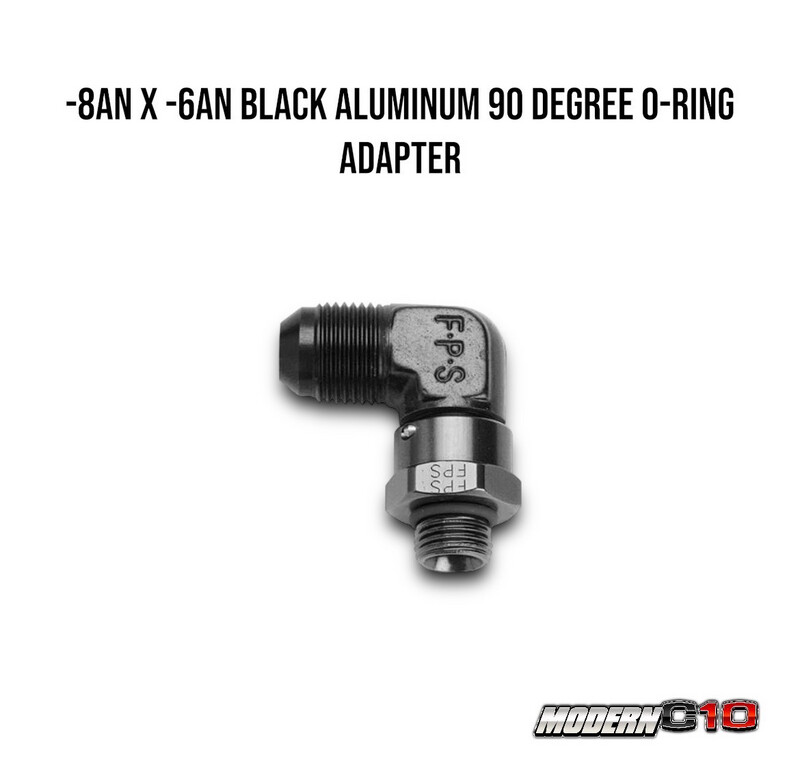 -8an x 9/16-18(-6an) Black Aluminum 90 Degree O-Ring Adapter