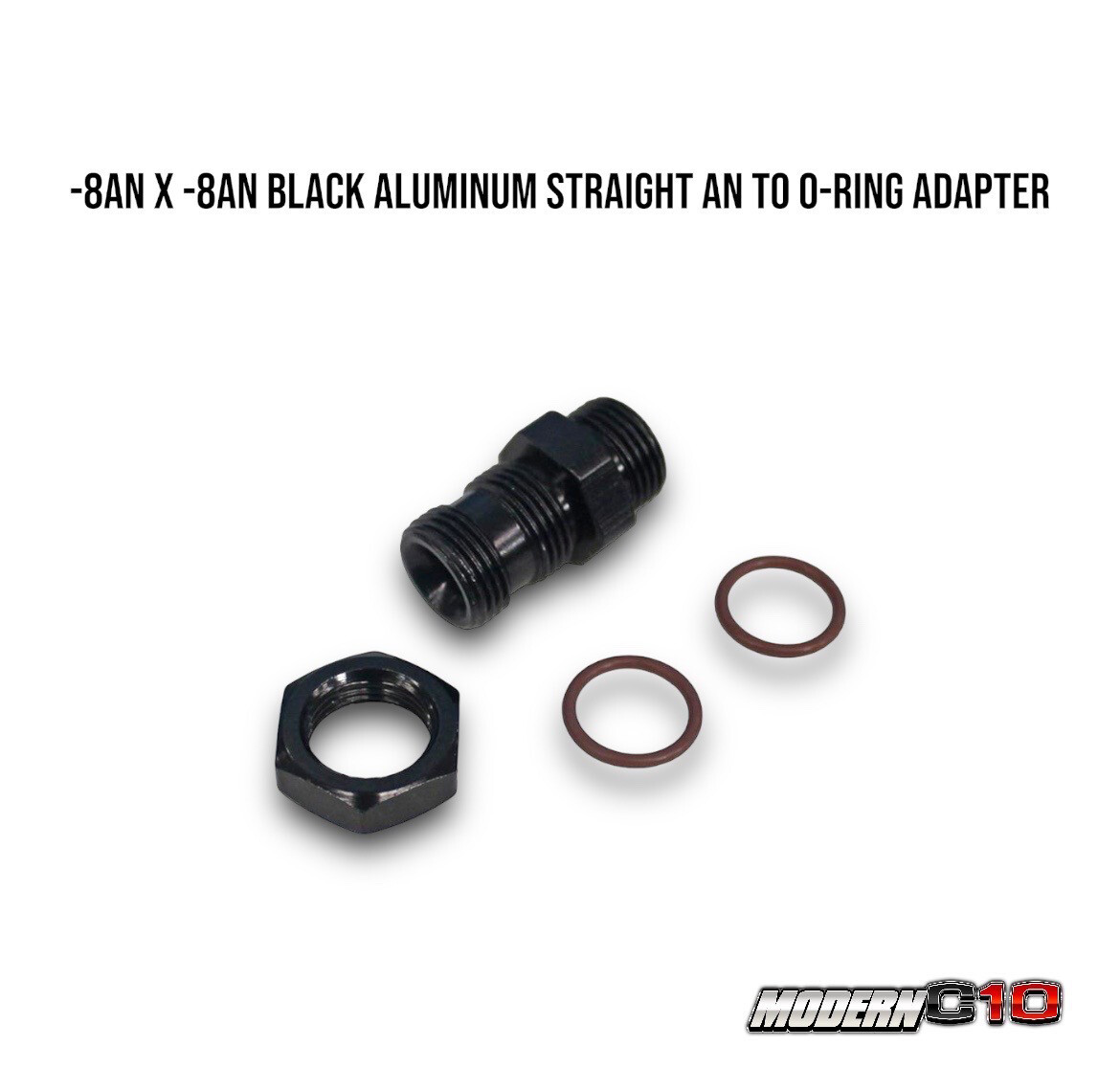-8an x 3/4-16(-8an) Black Aluminum Straight Bulkhead O-Ring Adapter