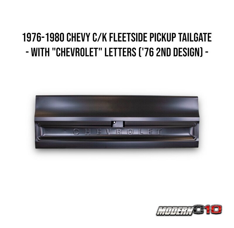 1976-1980 Chevy C/K Fleetside Pickup Tailgate - With "CHEVROLET" Letters ('76 2nd Design) -