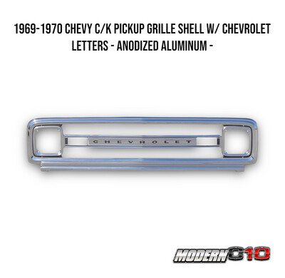 1969-1970 Chevy C/K Pickup Grille Shell w/ CHEVROLET Letters - Anodized Aluminum -