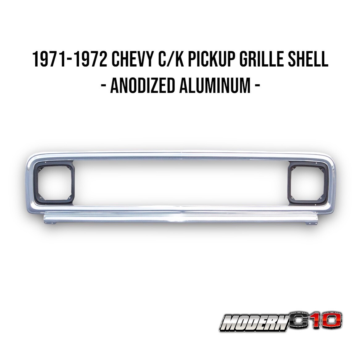 1971-1972 Chevy C/K Pickup Grille Shell - Anodized Aluminum -