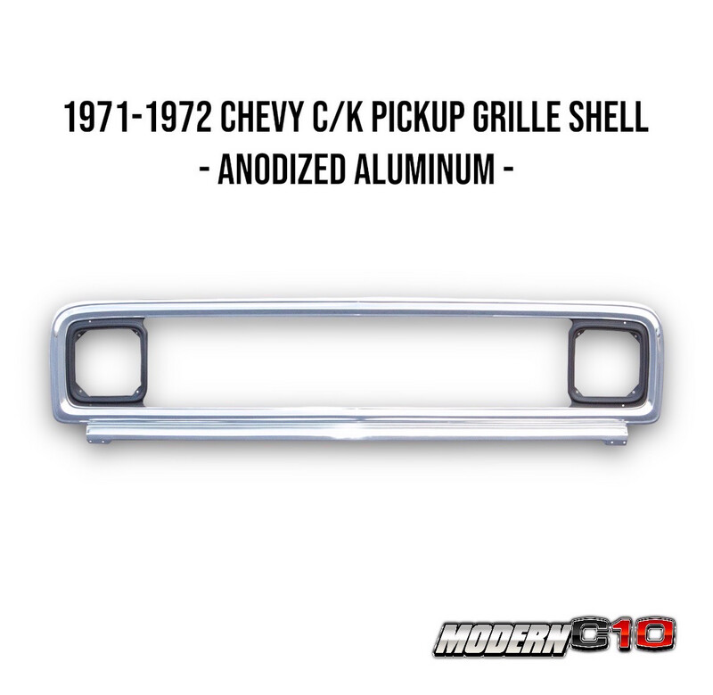 1971-1972 Chevy C/K Pickup Grille Shell - Anodized Aluminum -