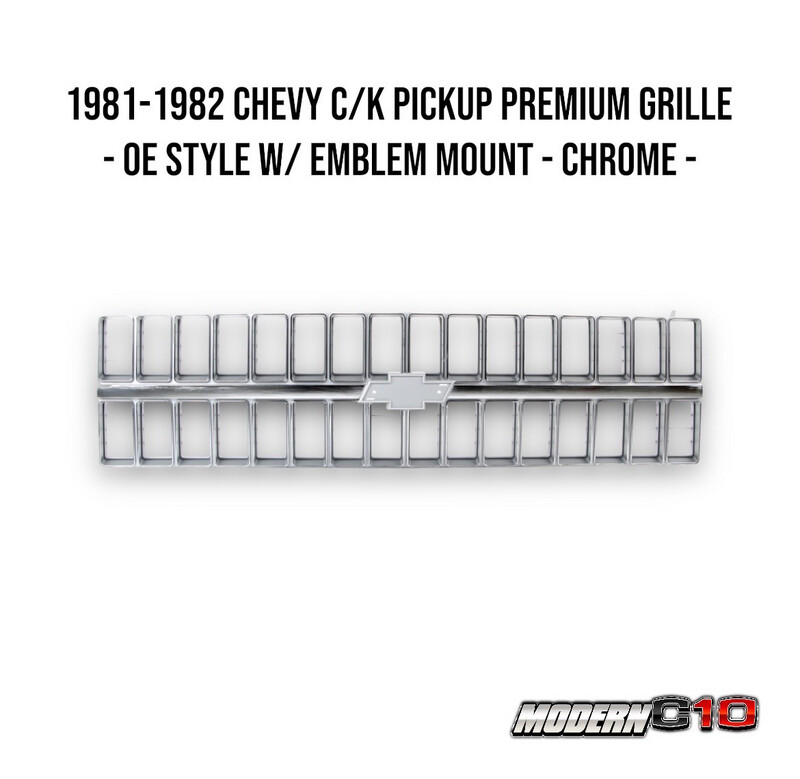1981-1982 Chevy C/K Pickup Premium Grille - OE Style w/ Emblem Mount - Chrome -