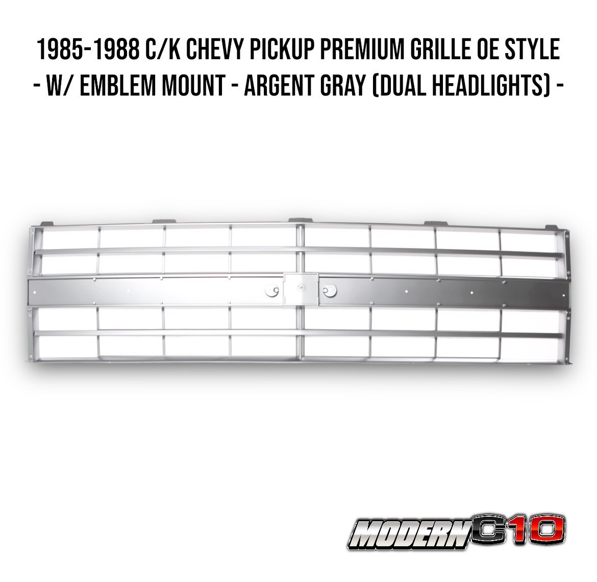 1985-1988 C/K Chevy Pickup Premium Grille OE Style - w/ Emblem Mount - Argent Gray (Dual Headlights) -