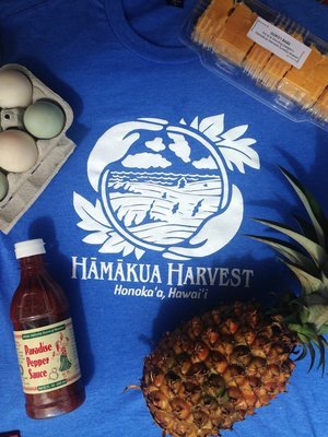 Farmers' Market at Hamakua Harvest T-Shirt in Waipi'o Blue