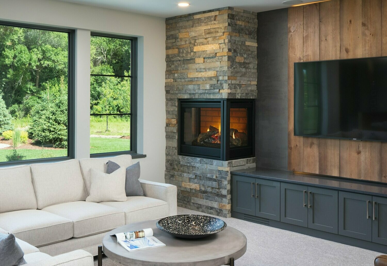 Heat & Glo indoor outdoor double sided gas fireplace in Pittsburgh PA