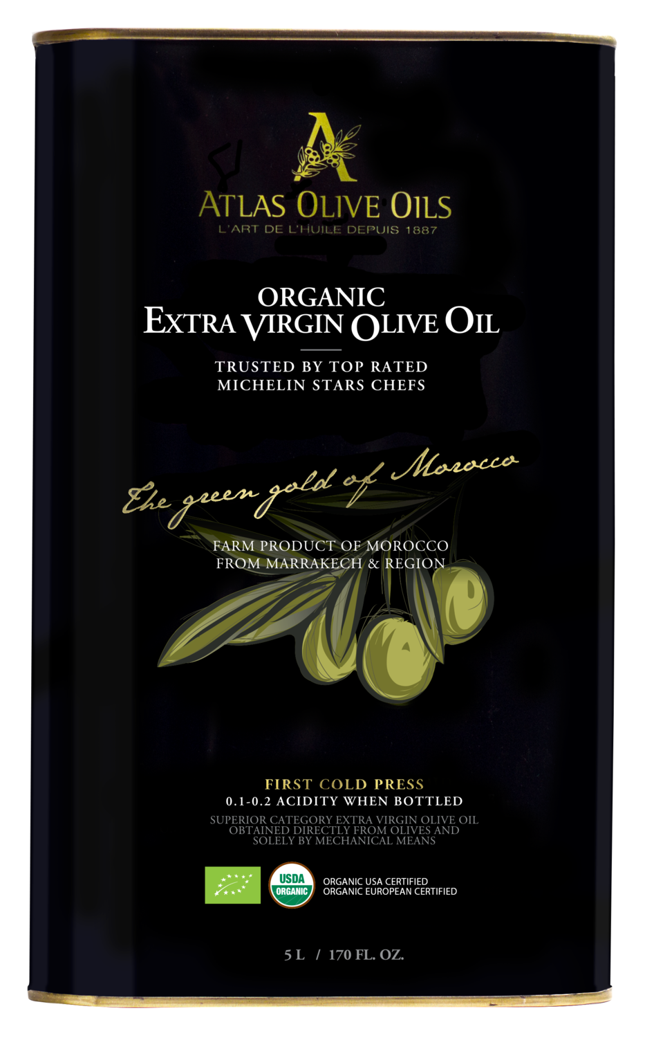 Atlas EVOO Organic High-Polyphenol Moroccan Olive Oil | 3L | Villa Jerada