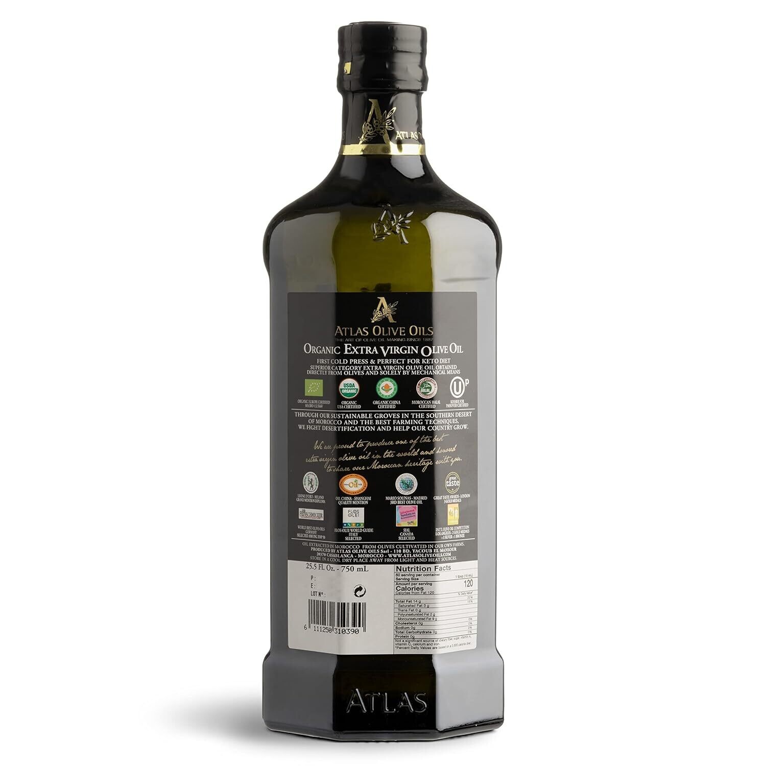 Atlas | Organic High-Polyphenol Moroccan Olive Oil | 750ml | Villa