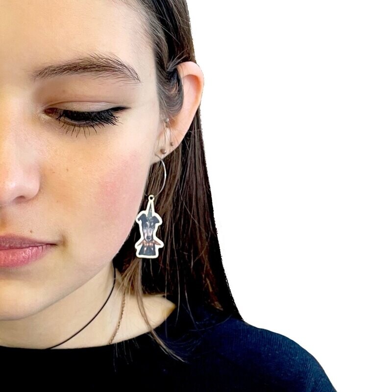 Party Lurcher Wooden Charm Earrings