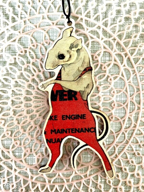 Acrobat Mouse Wooden Decoration (Text Unitard)