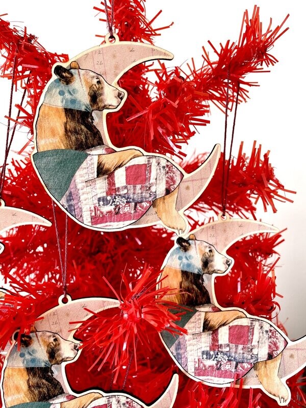 Mother Moon Bear  Wooden Decoration