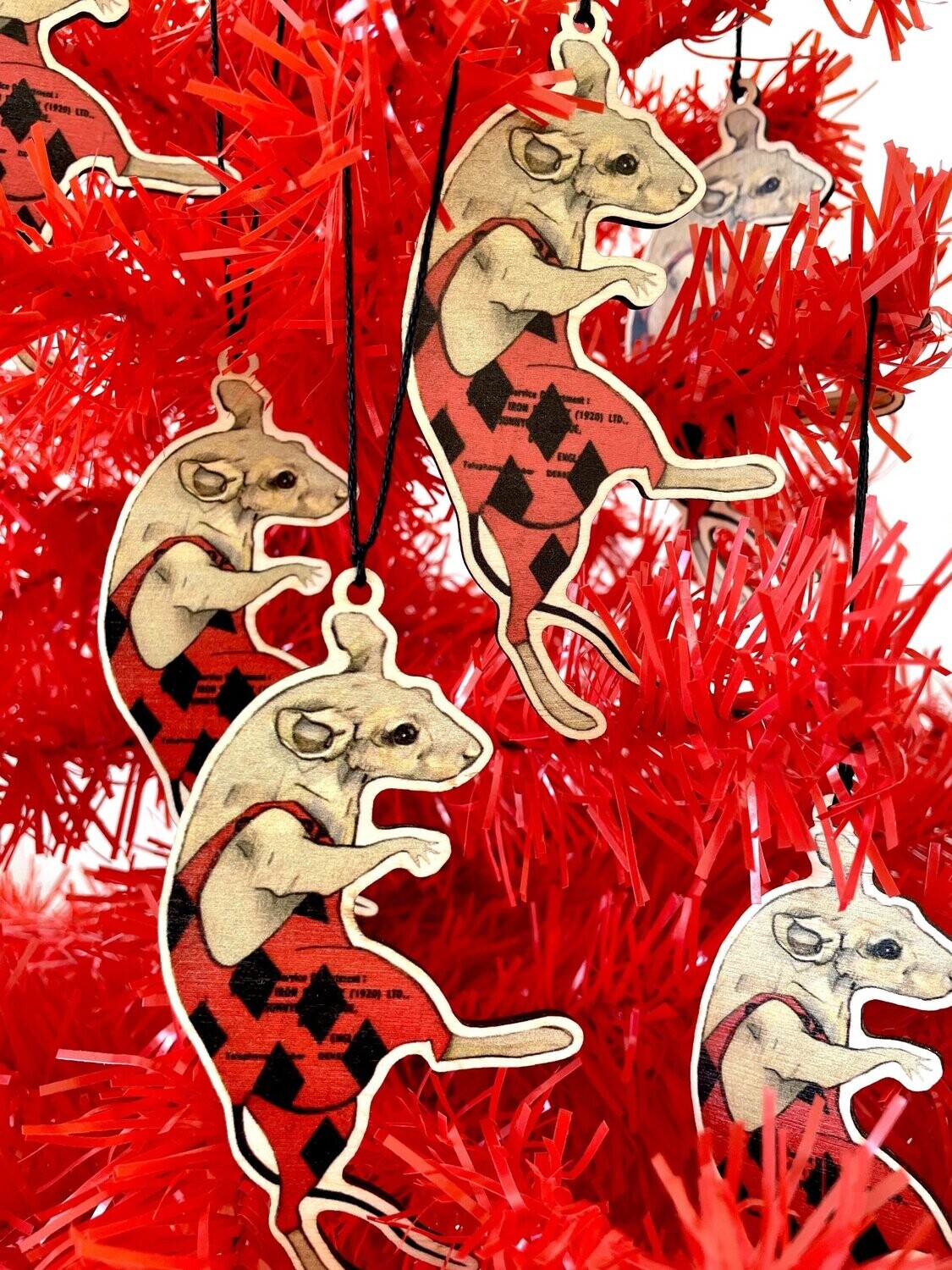 Acrobat Mouse  Wooden Decoration (Diamond Unitard)