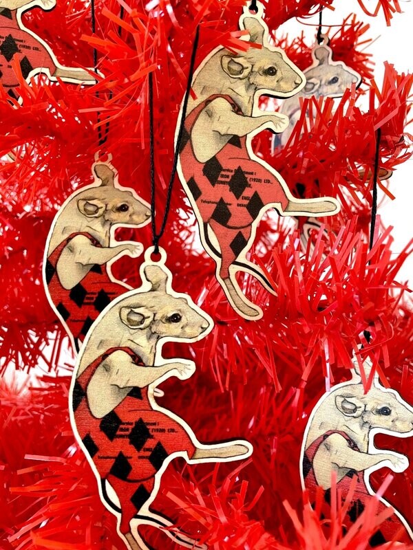 Acrobat Mouse  Wooden Decoration (Diamond Unitard)