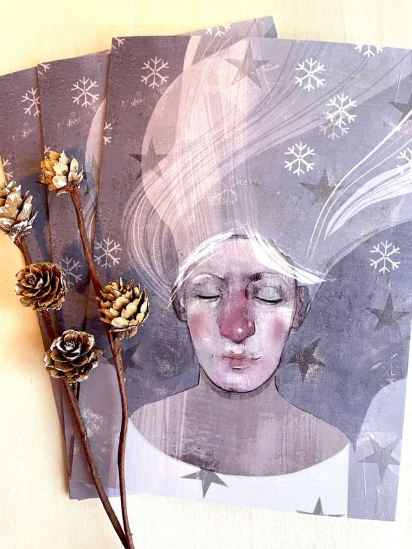 NEW! Snow Queen & A Cloak Full Of Stars Christmas Art Cards (4 x Cards/ 2 x Designs)
