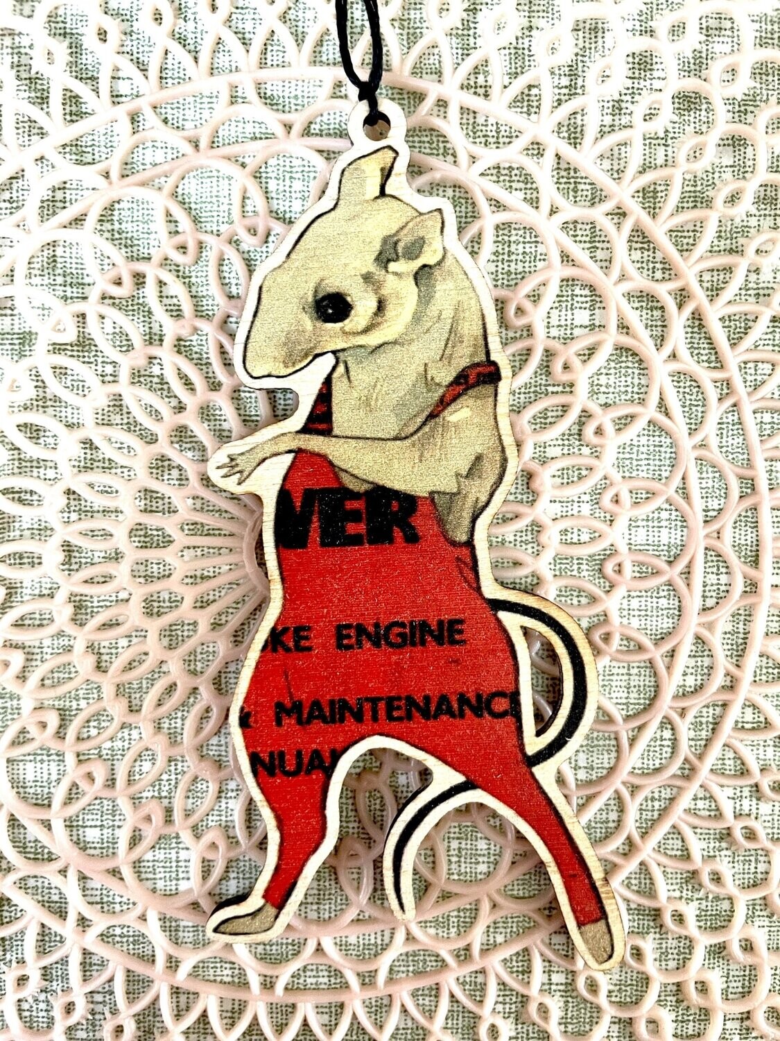 Acrobat Mouse Wooden Decoration (Text Unitard) Acrobat Mouse Wooden Decoration (Text Unitard)