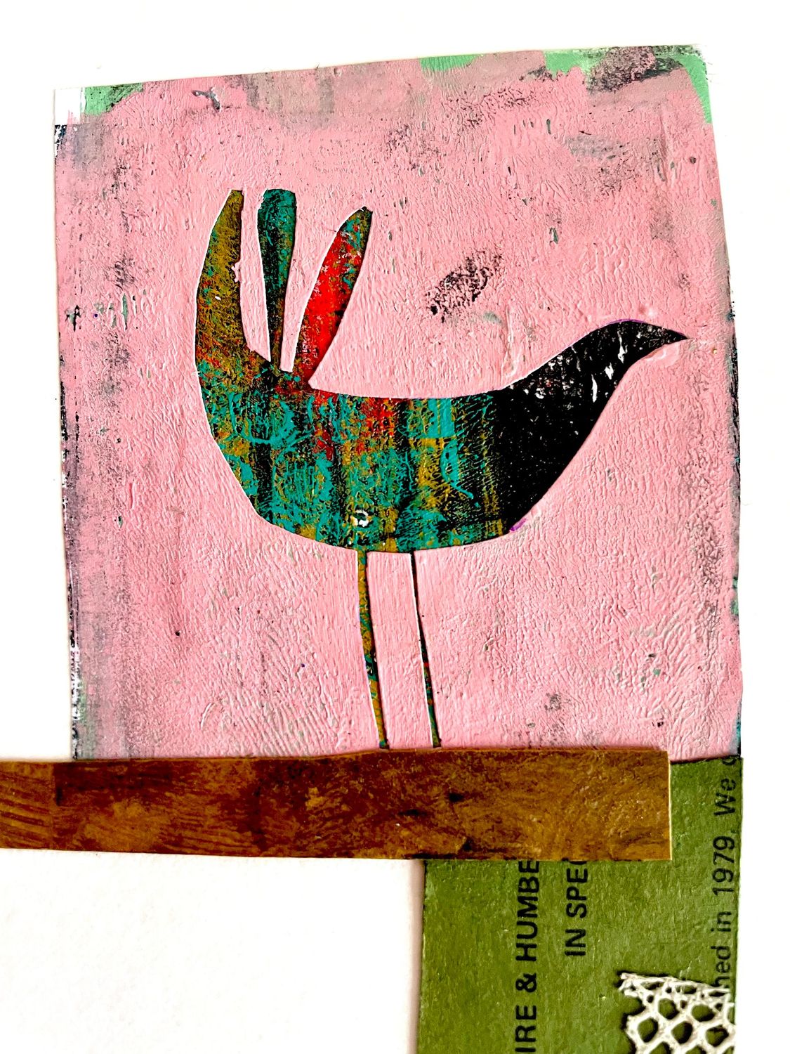 STUDIO SALE: Original Tiny Bird Mixed Media STUDIO SALE: Original Tiny Bird Mixed Media