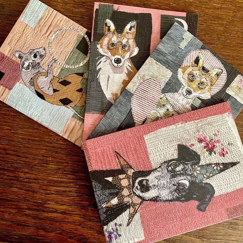 Embroidered Creatures Greetings Card Set