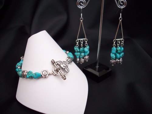 Turquoise &amp; silver rosettes