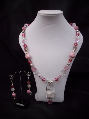 Pink foil, crystal, lucite &amp; Swarovski crystal