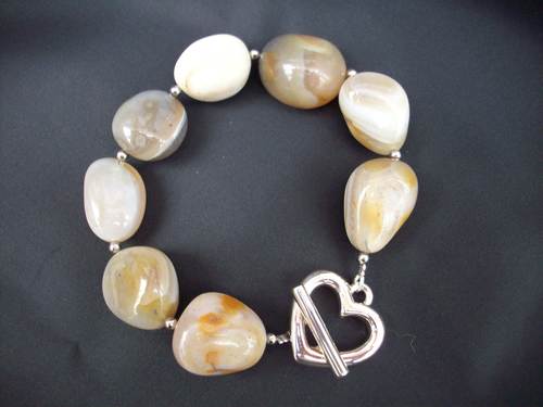 Agate &amp; silver tone beads