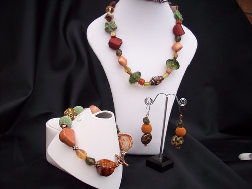 Copper, green, peach &amp; gold glass
