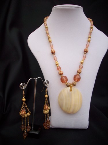 Shell, wood acrylic &amp; glass beads