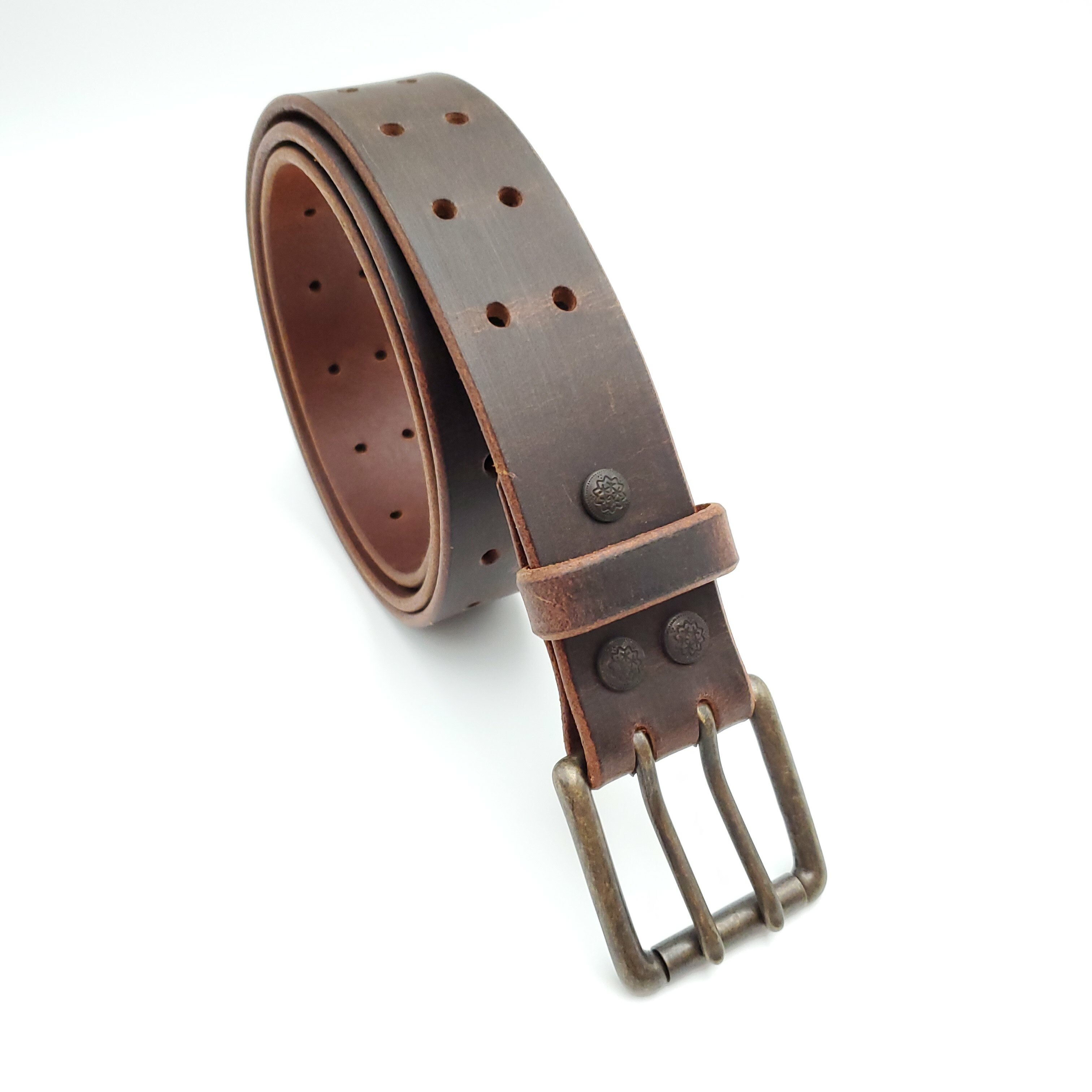 Distressed Brown Double Prong Belt