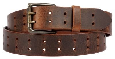 Double Prong Belt, Distressed Brown. 1.5 - 2 inch width.
