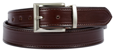 Bridle Leather Belt Stitched Dress Belt, Dark Brown