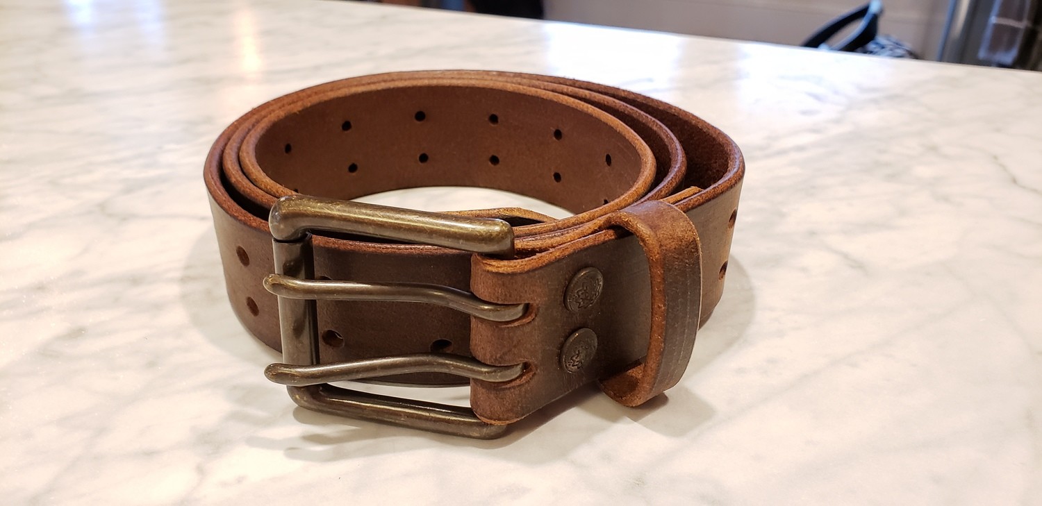 Double Prong Belt Distressed Brown