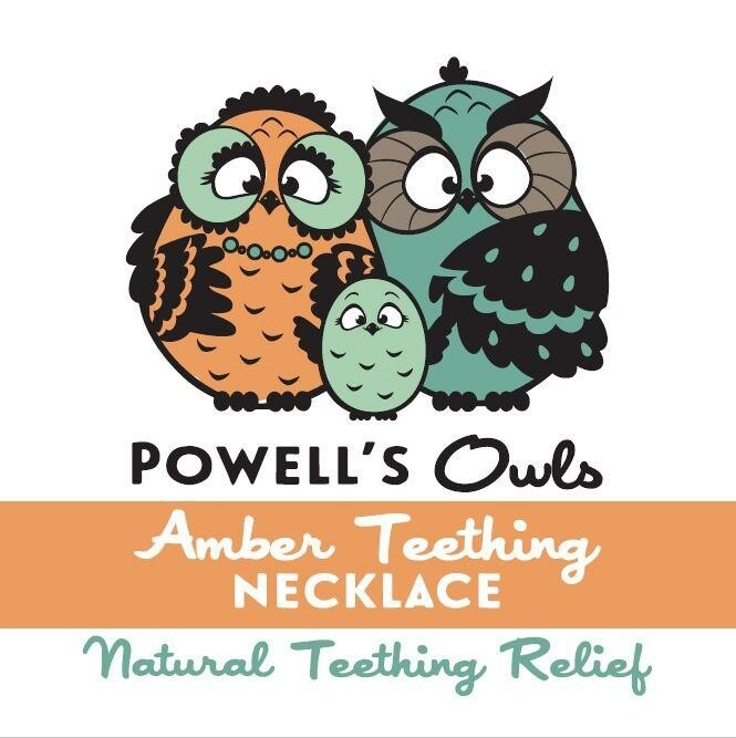 powell's owls amber teething necklace