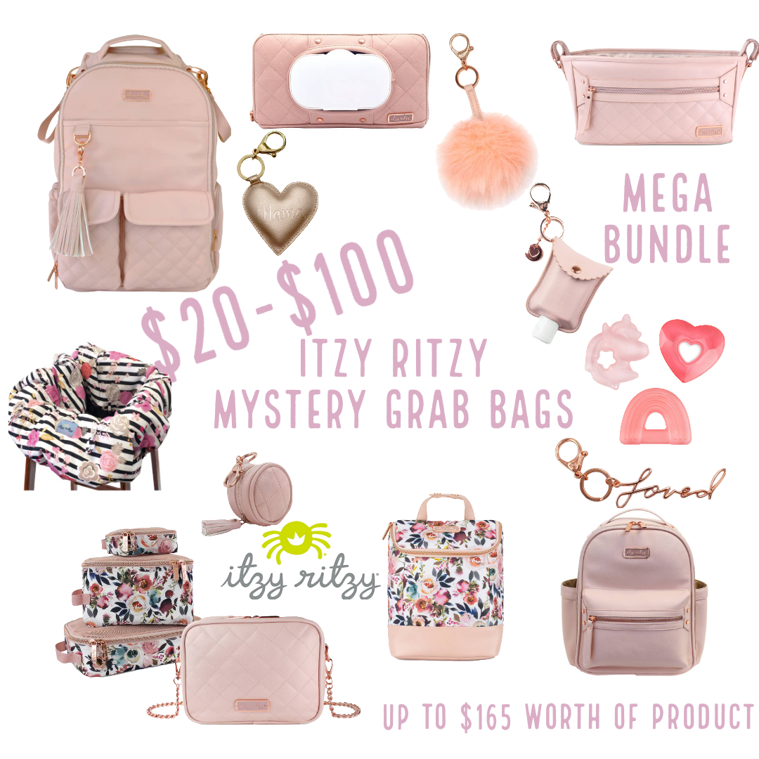 Itzy Ritzy Mystery MEGA Grab Bag - $185 Value - teethers, charms, bags, accessories