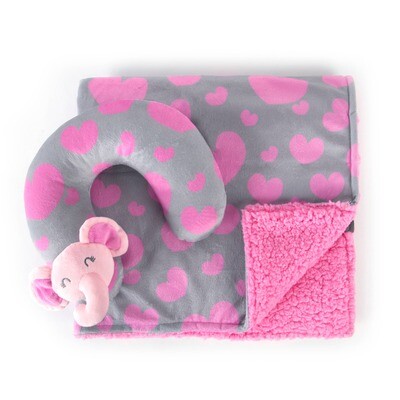 Tadpoles | Baby + Kids | Home + Play - Tadpoles Travel Pillow & Blanket Set, Pink Elephant