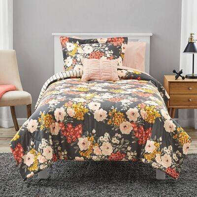 Twin XL Comforter Set, 6 piece floral bedding set