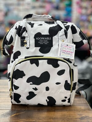 Wide Opening Cow Print Backpack